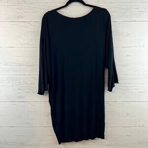 My Tribe Black Twist Front 3/4 Sleeve Jersey Knit Top Size S